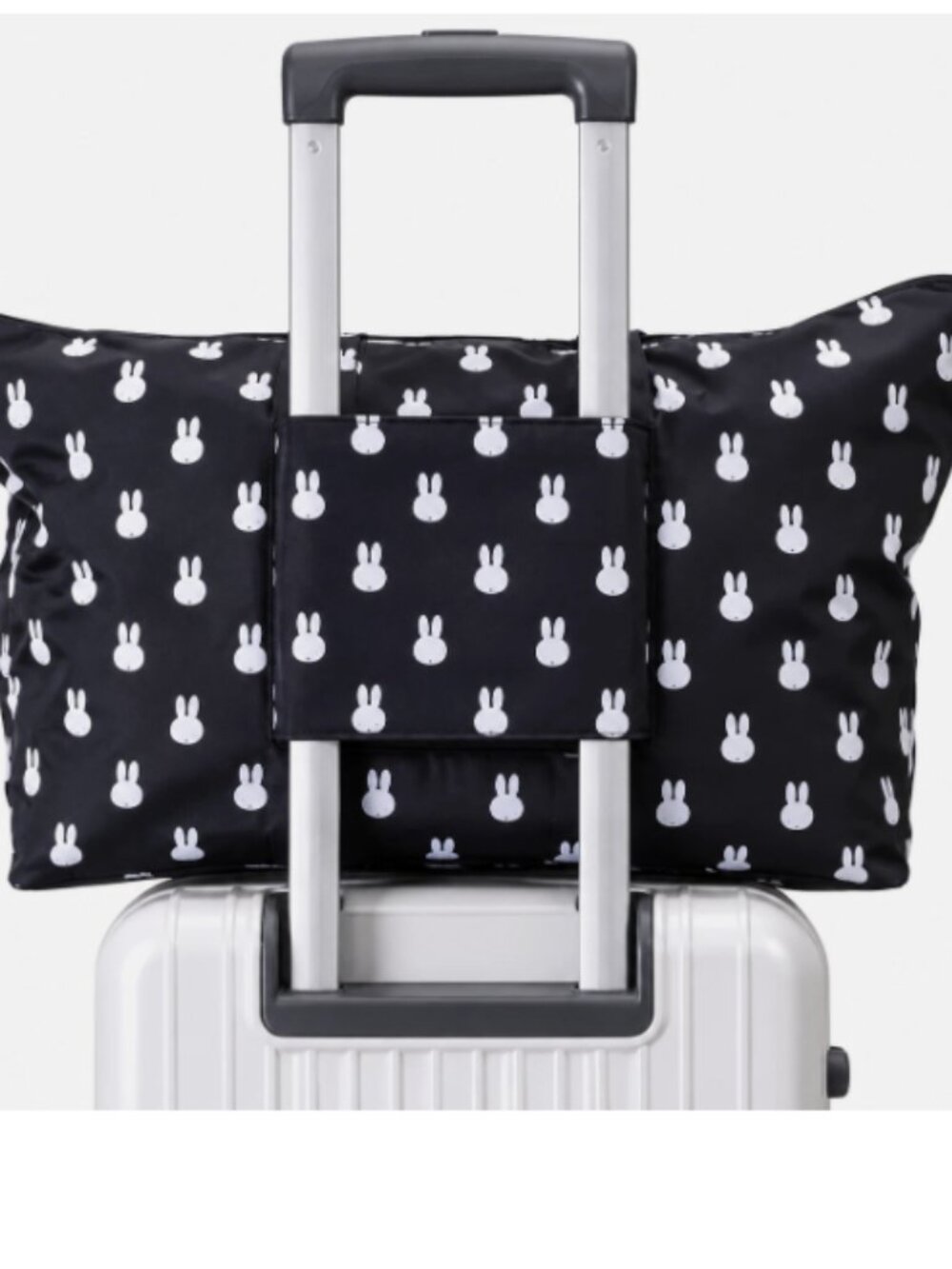 NWT Miffy Large Foldable Carry On Duffle Tote Bag Black Travel Folding Luggage - Picture 2 of 6